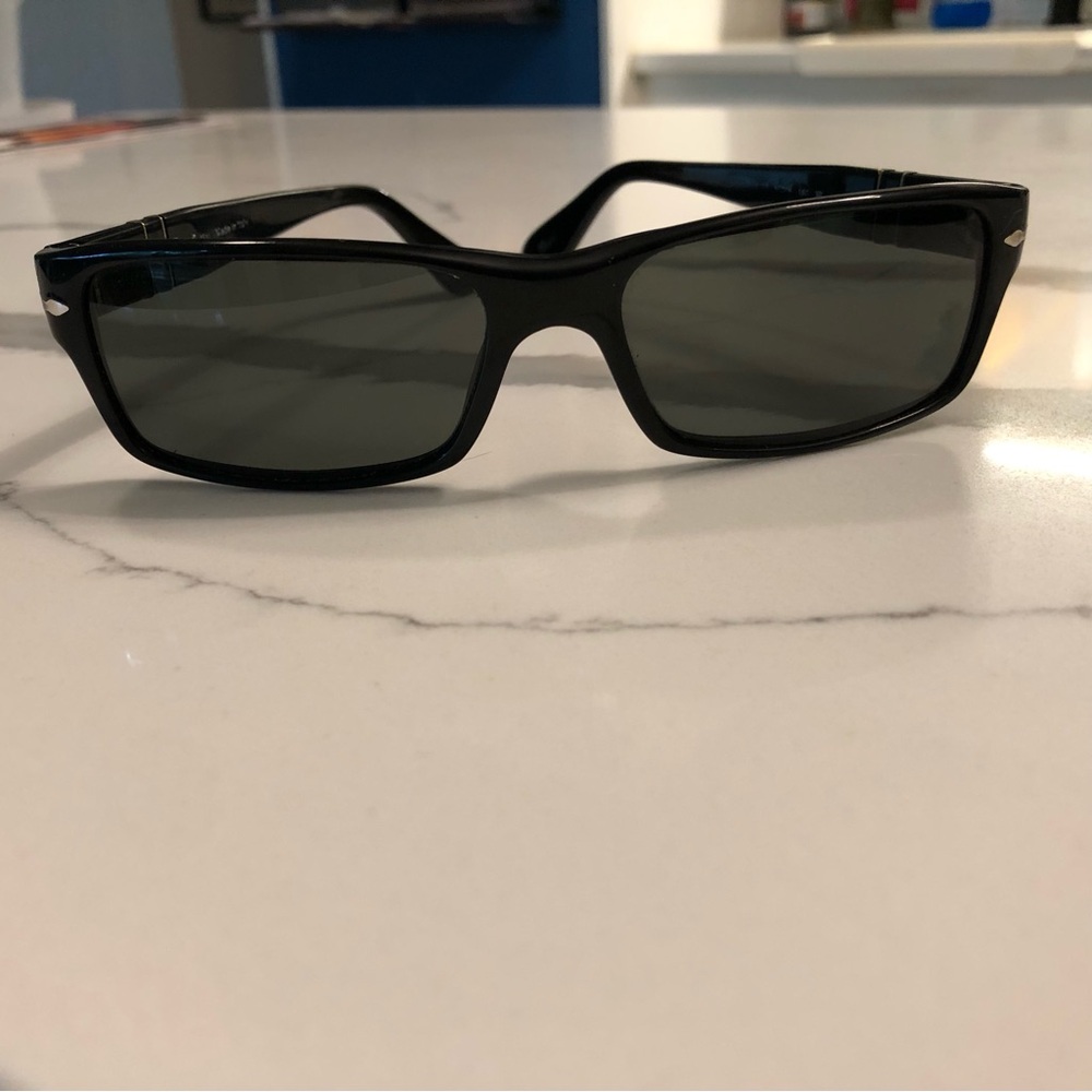 Persol Black Rectangular Sunglasses with Case